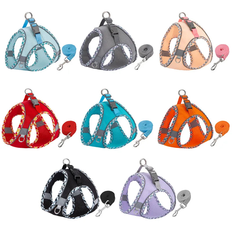 Reflective Pet Harness and Leash Set - Comfortable Vest for Small to Medium Dogs