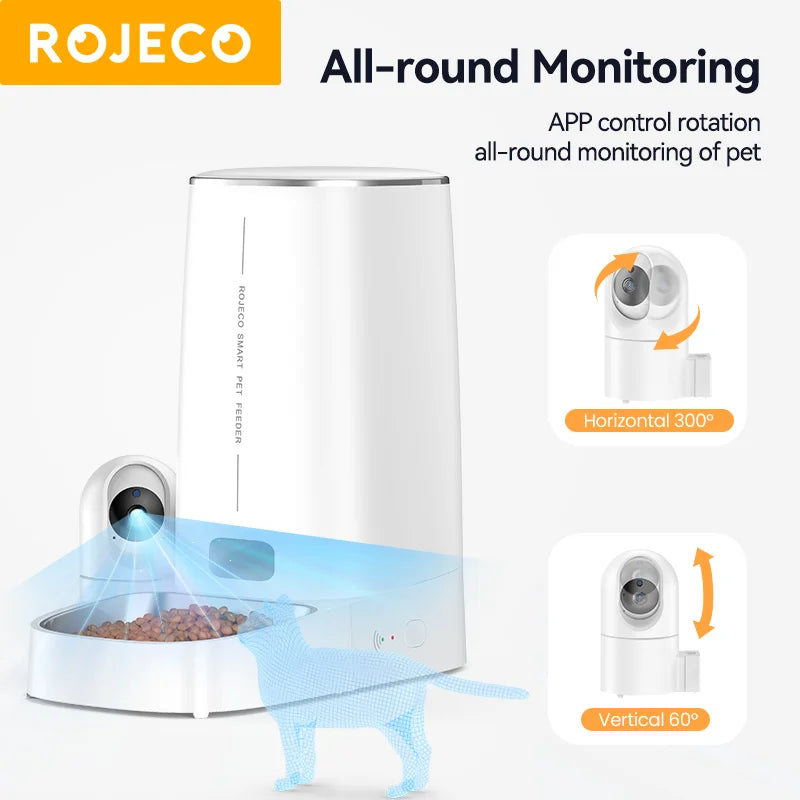 4L Automatic Pet Feeder with 360° Rotating Camera and WiFi Control