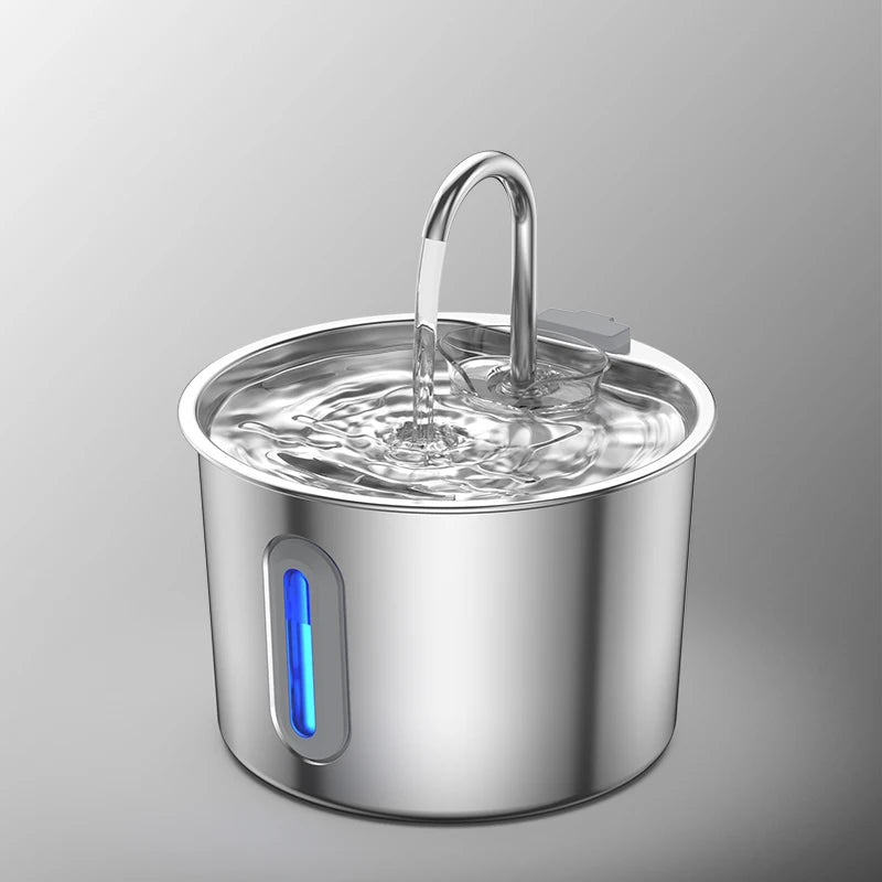 Stainless steel cat water fountain with viewing window cat fountain. Multi-filter automatic pet water dispenser, silent cat wate