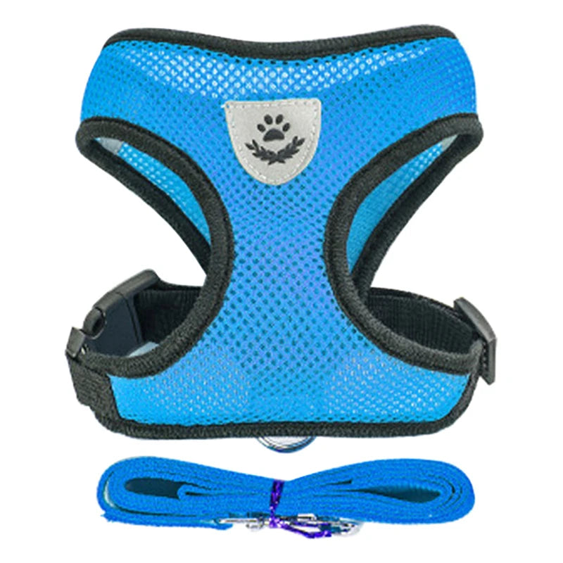 Adjustable Small Dog Harness and Leash Set - Breathable Vest
