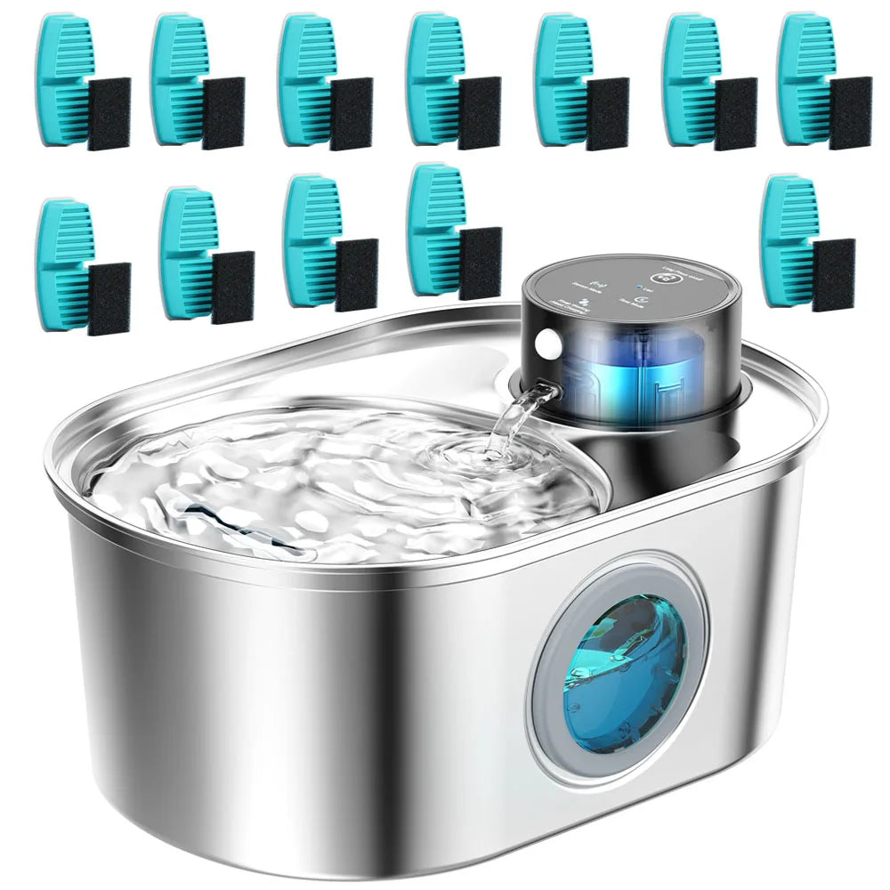 3.2L Wireless Pet Water Fountain - Motion Sensor Stainless Steel Automatic Dispenser
