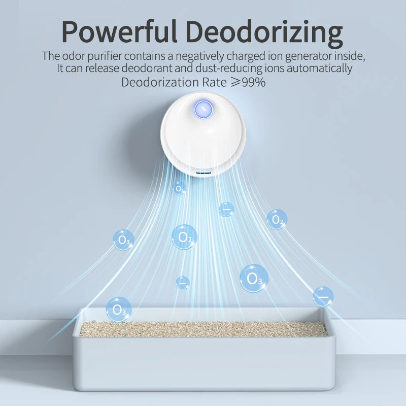 4000mAh Smart Cat Litter Box Odor Purifier with Automatic Deodorizing