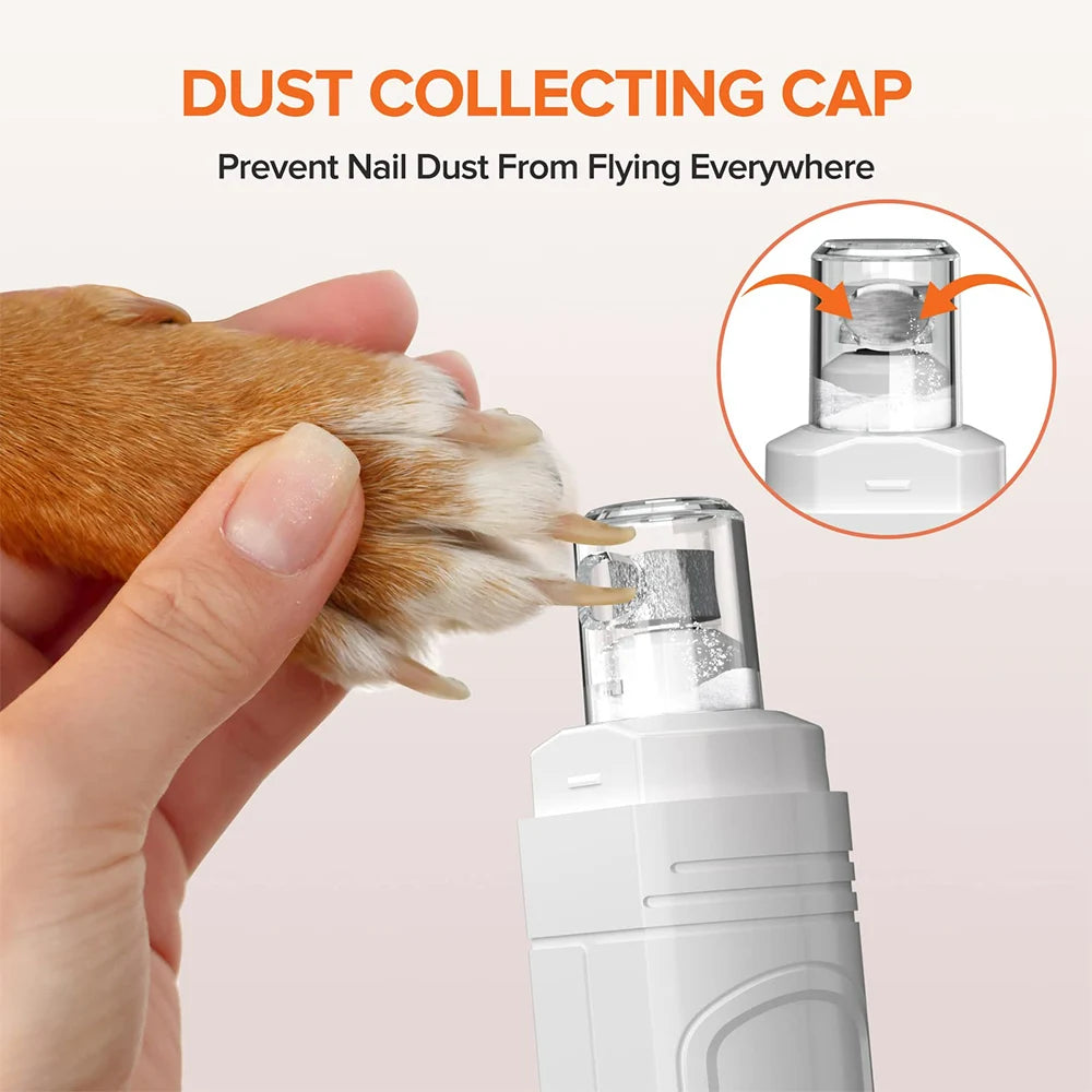 Electric Pet Nail Grinder with LED Light - USB Rechargeable Quiet Trimmer