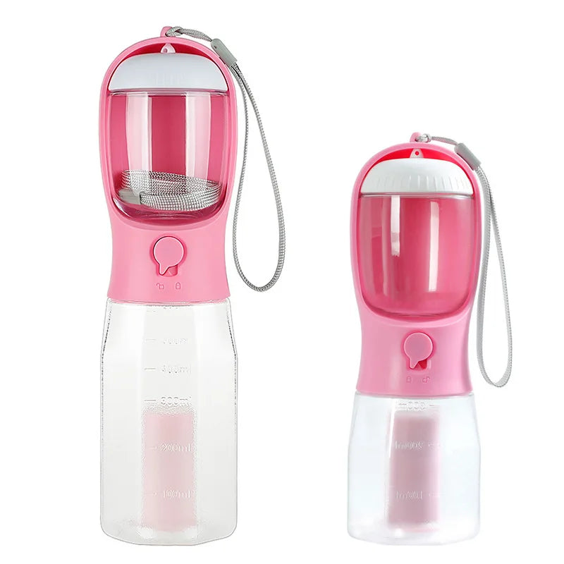 3-in-1 Dog Water Bottle with Food Storage & Waste Bag Holder