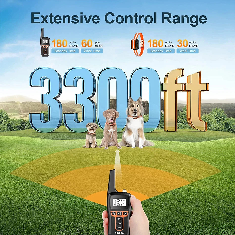Remote Dog Training Collar - 1000m Range Rechargeable Bark Control System