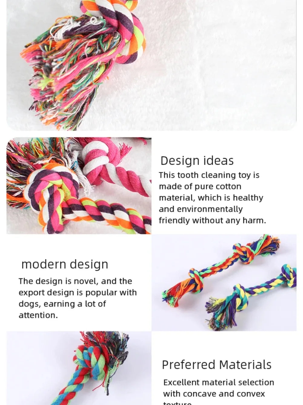Cotton Rope Knot Dog Toy - Dental Health Chew Toy for All Dog Sizes