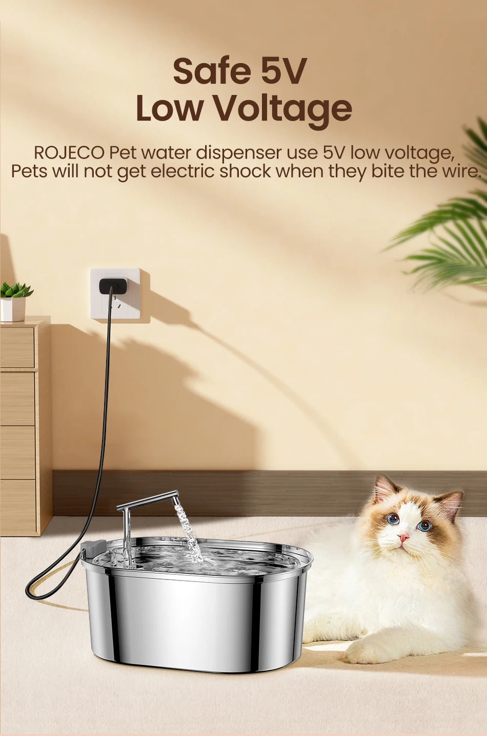 Premium Stainless Steel Cat Water Fountain with Automatic Flow System