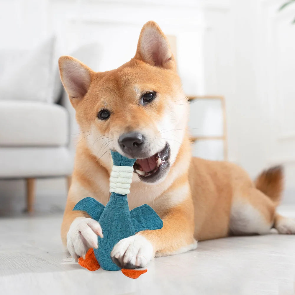 Squeaky Goose Dog Toy - Interactive Sound Toy for Dental Health