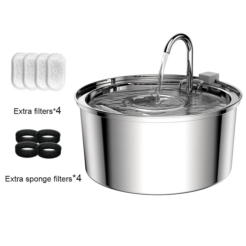 Large Pet Water Fountain - 7L Stainless Steel Automatic Dispenser with Silent Operation