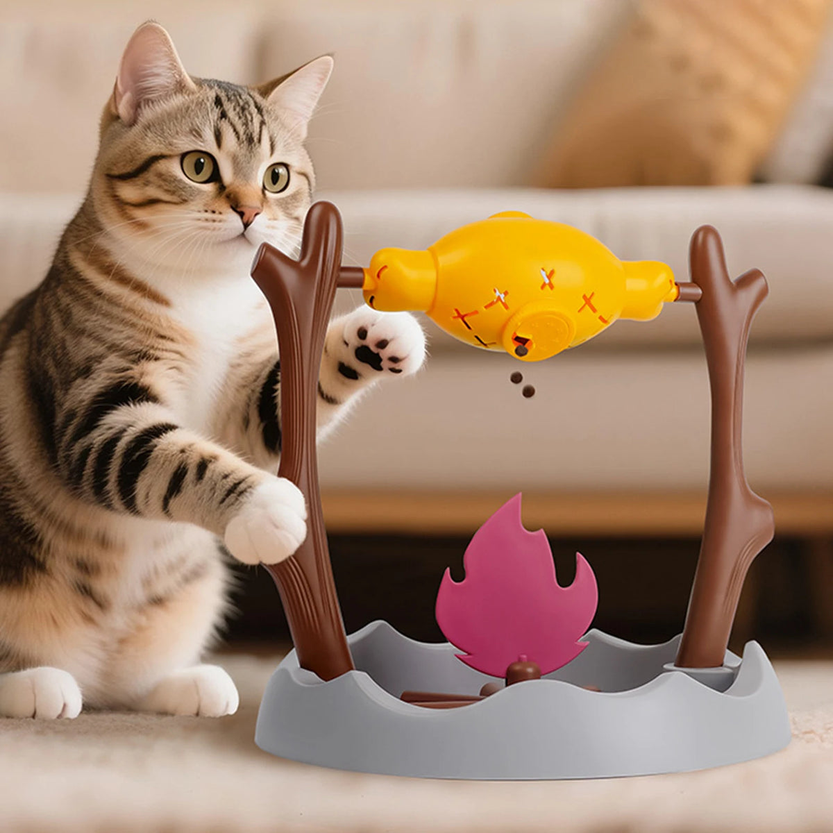 Rotating Cat Treat Dispenser & Puzzle Feeder