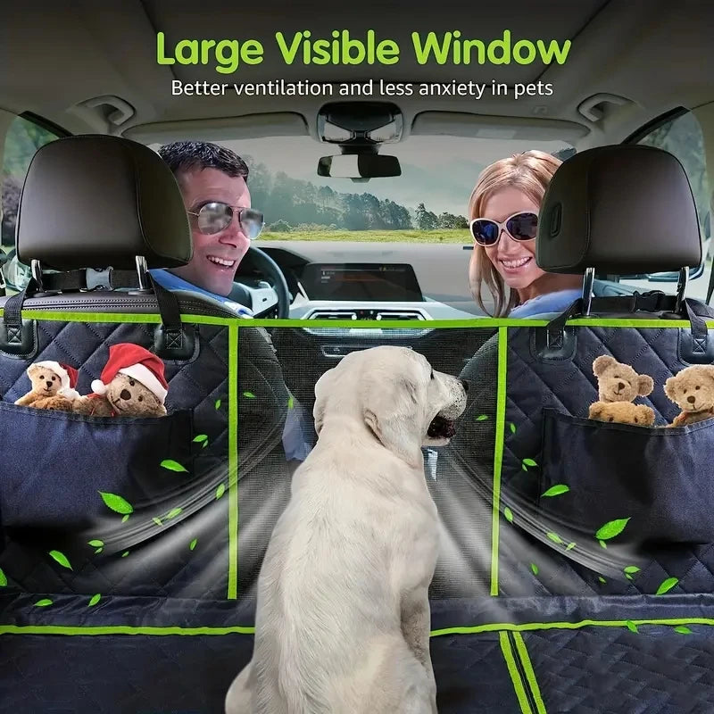 Housse de siège de voiture hamac pour chien 6-en-1 améliorée et imperméable avec fenêtre en maille
