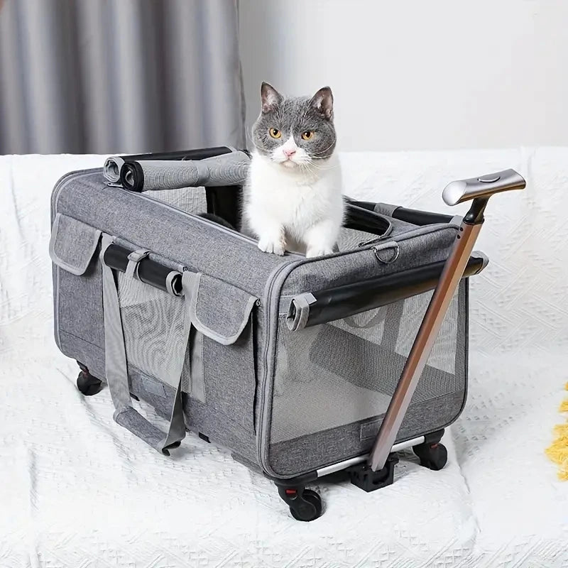 Poussette de transport pliable extra-large pour animaux de compagnie