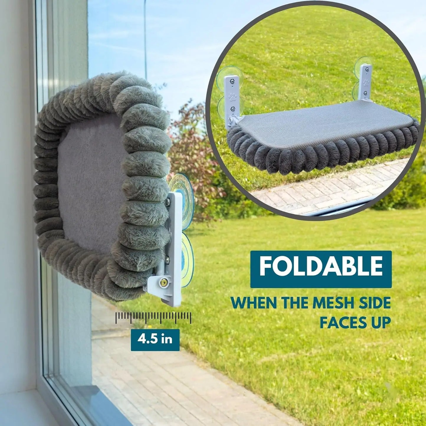 Perchoir de fenêtre pliable et hamac pour chat avec ventouses
