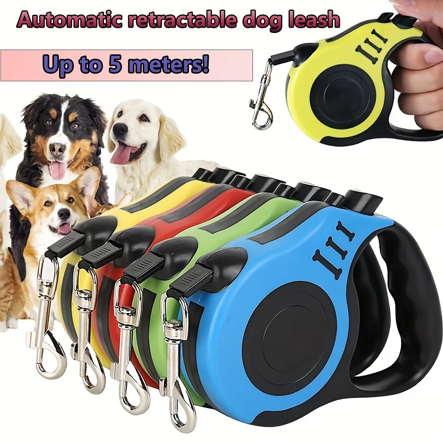 Laisse Rétractable pour Chien - Laisse Automatique en Nylon pour Chiens de Petite et Moyenne Taille