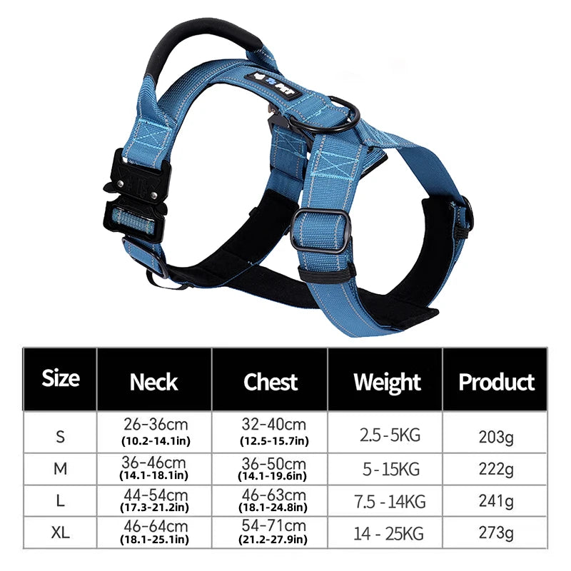 Y-Shaped No-Pull Dog Harness with Leather Handle — Soft Padded, Metal Buckles & Adjustable Fit