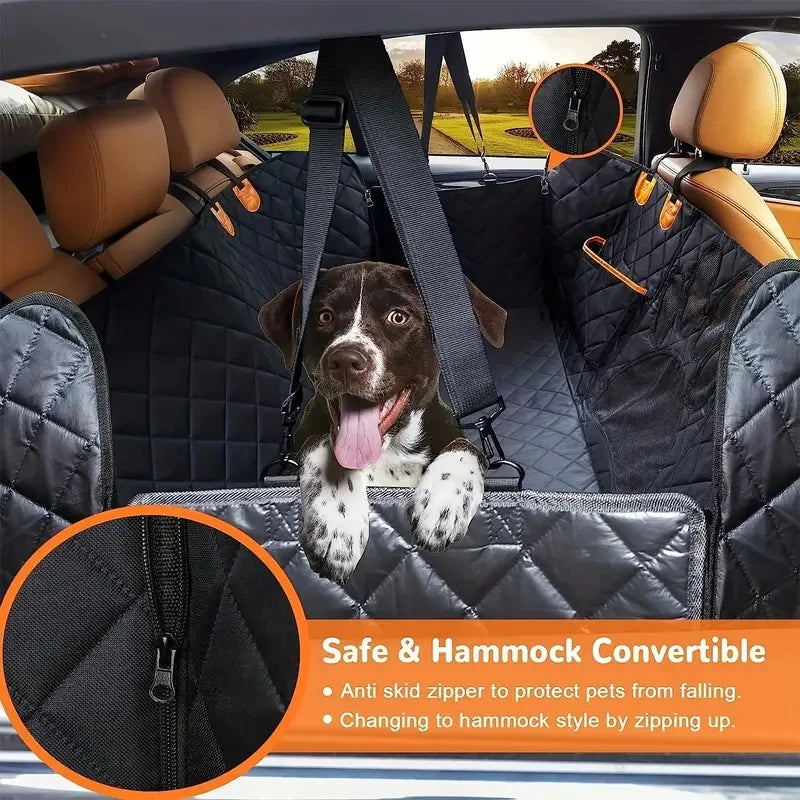 Housse de siège de voiture pour chien 100 % étanche avec fenêtre en maille et fermetures éclair latérales