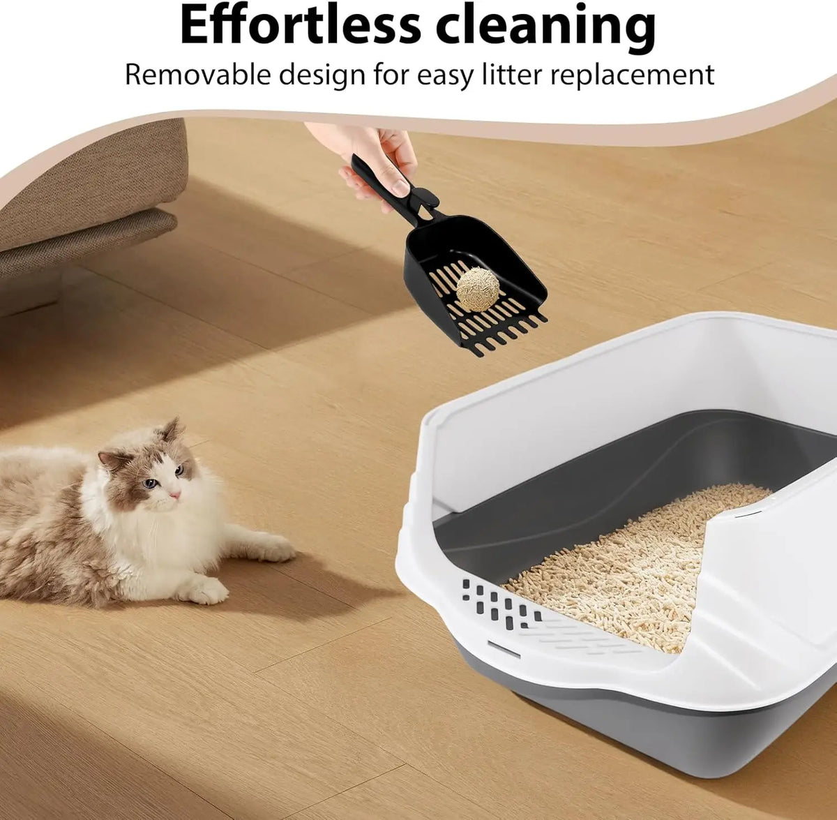 Fully Enclosed Cat Litter Tray with Lid | Activated Charcoal Odour Control | Mesh Filter | Scoop Included