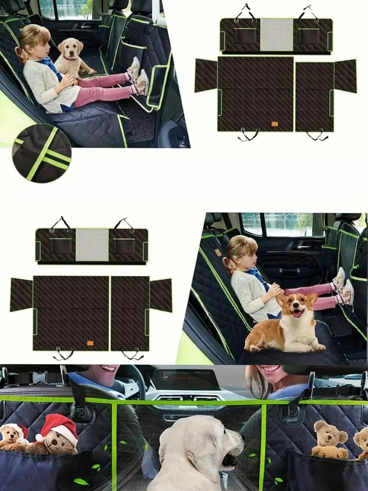 Housse de siège de voiture hamac pour chien 6-en-1 améliorée et imperméable avec fenêtre en maille