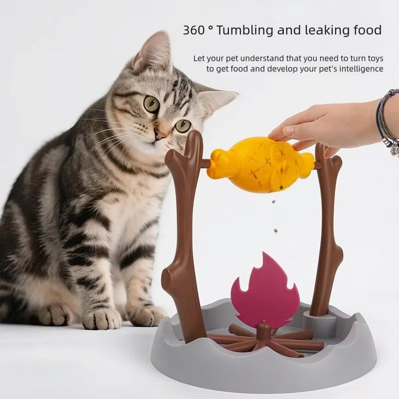 Rotating Cat Treat Dispenser & Puzzle Feeder