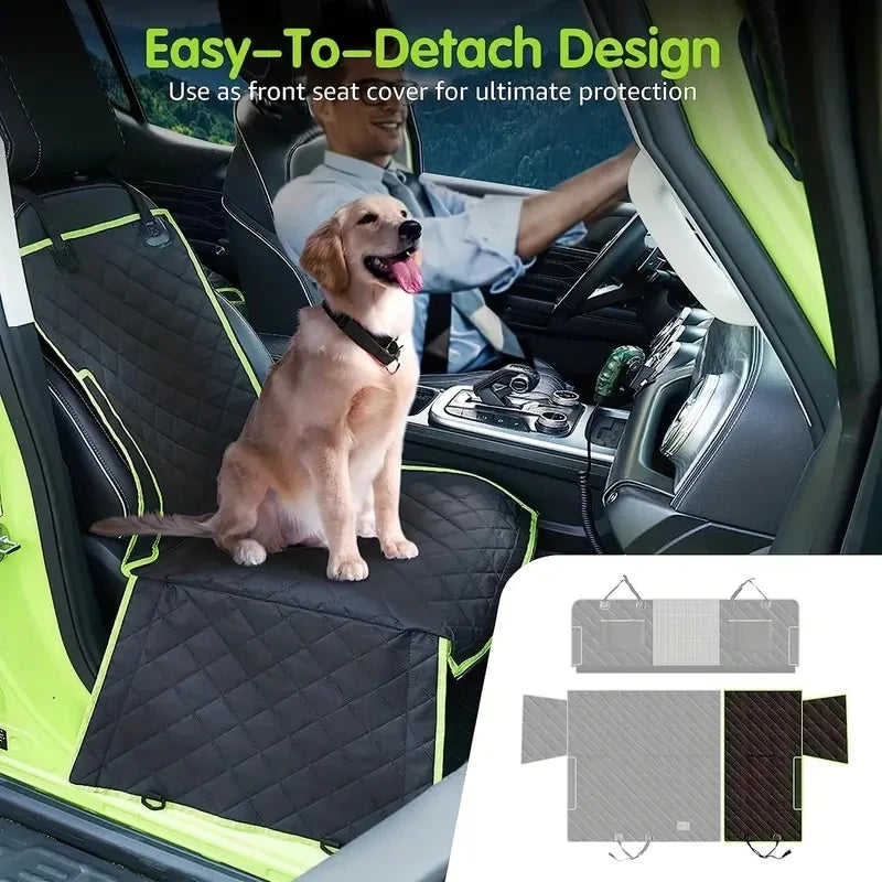 Housse de siège de voiture hamac pour chien 6-en-1 améliorée et imperméable avec fenêtre en maille