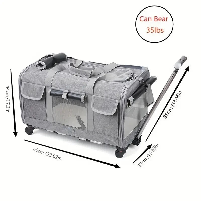 Poussette de transport pliable extra-large pour animaux de compagnie