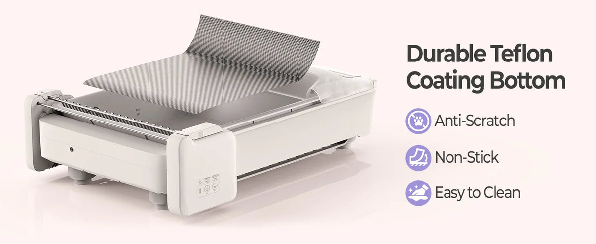 Robotail XL Self-Cleaning Cat Litter Box | Open Design | Dual Rake | Teflon Pan | 6-Cat App | 20 Liners