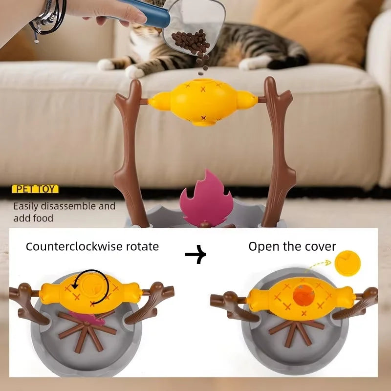 Rotating Cat Treat Dispenser & Puzzle Feeder