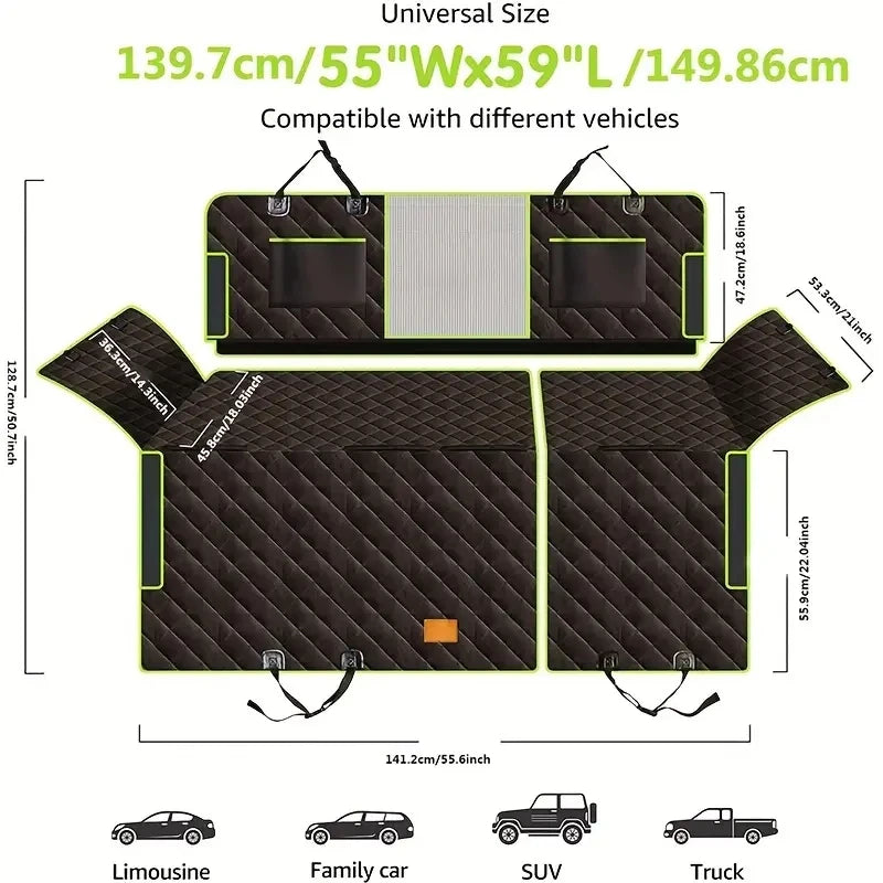 Housse de siège de voiture hamac pour chien 6-en-1 améliorée et imperméable avec fenêtre en maille