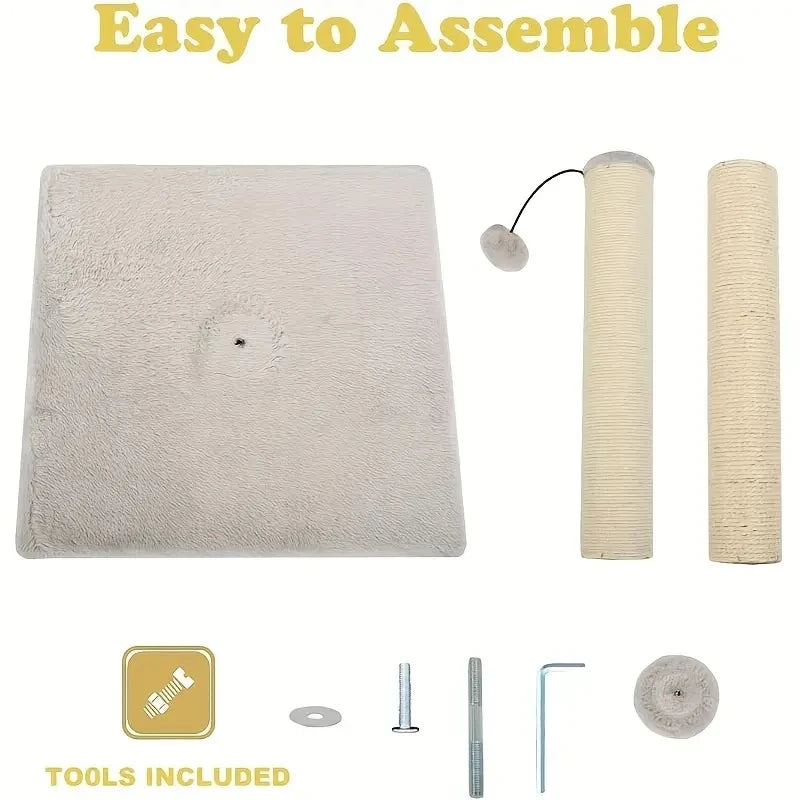 Sisal & Plush Cat Scratching Post — Vertical Double-Tier Design