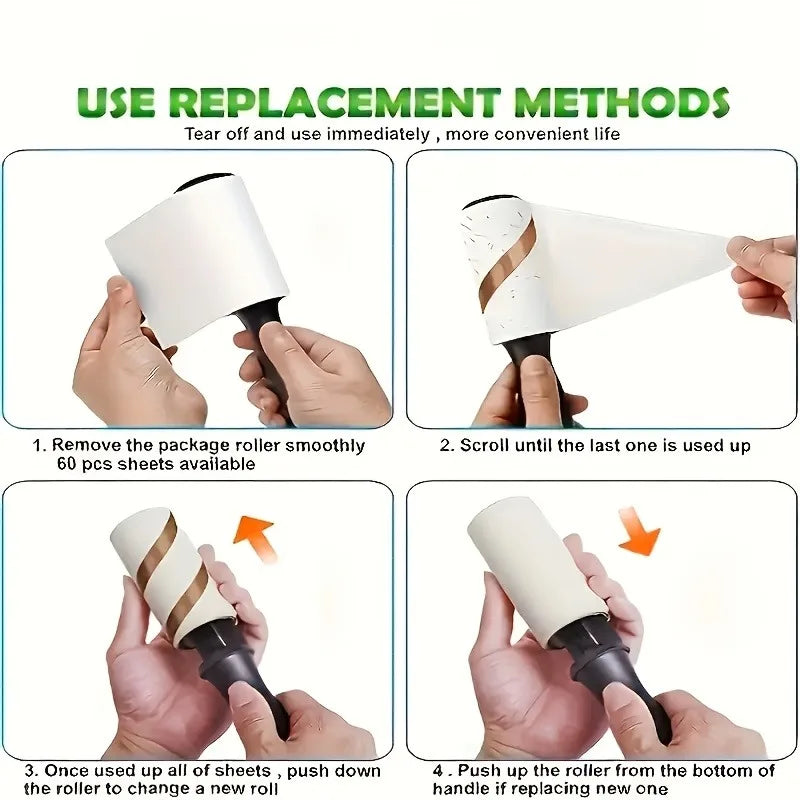 Pet Hair Lint Roller Set with Replacement Rolls
