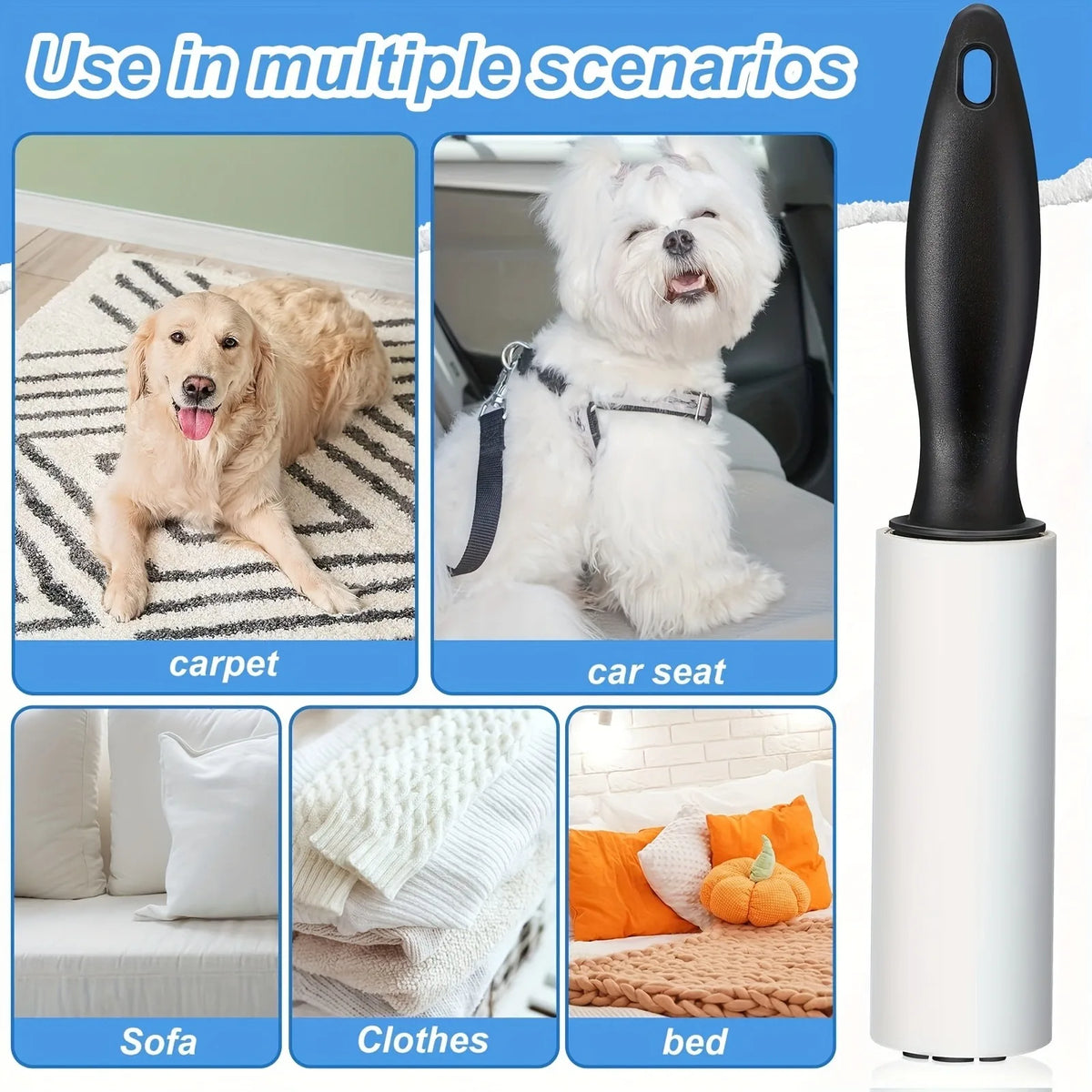 Pet Hair Lint Roller Set with Replacement Rolls