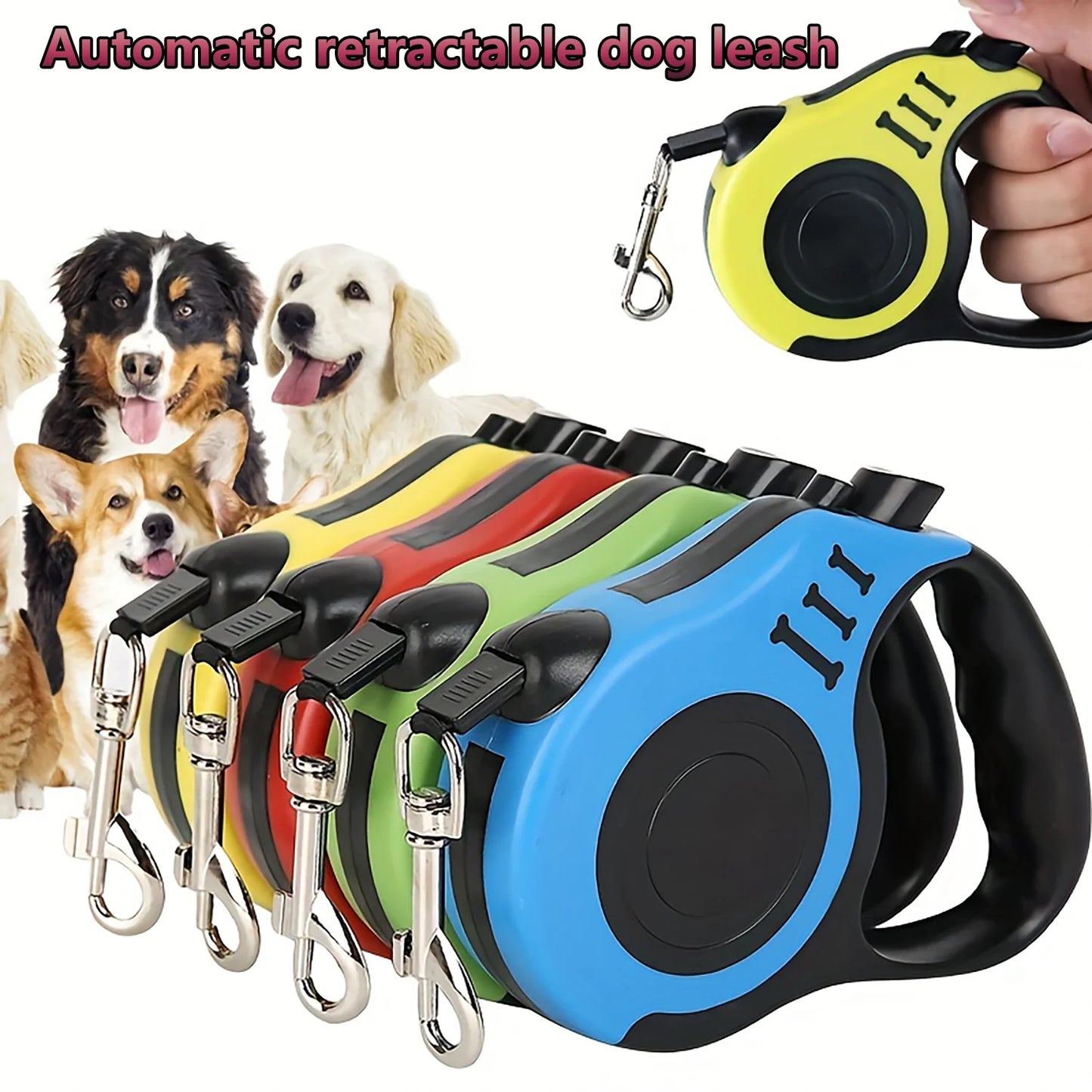 Laisse Rétractable pour Chien - Laisse Automatique en Nylon pour Chiens de Petite et Moyenne Taille