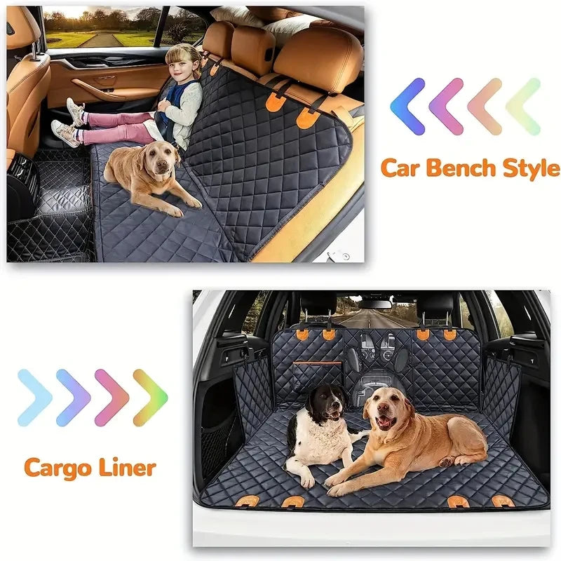 Housse de siège de voiture pour chien 100 % étanche avec fenêtre en maille et fermetures éclair latérales
