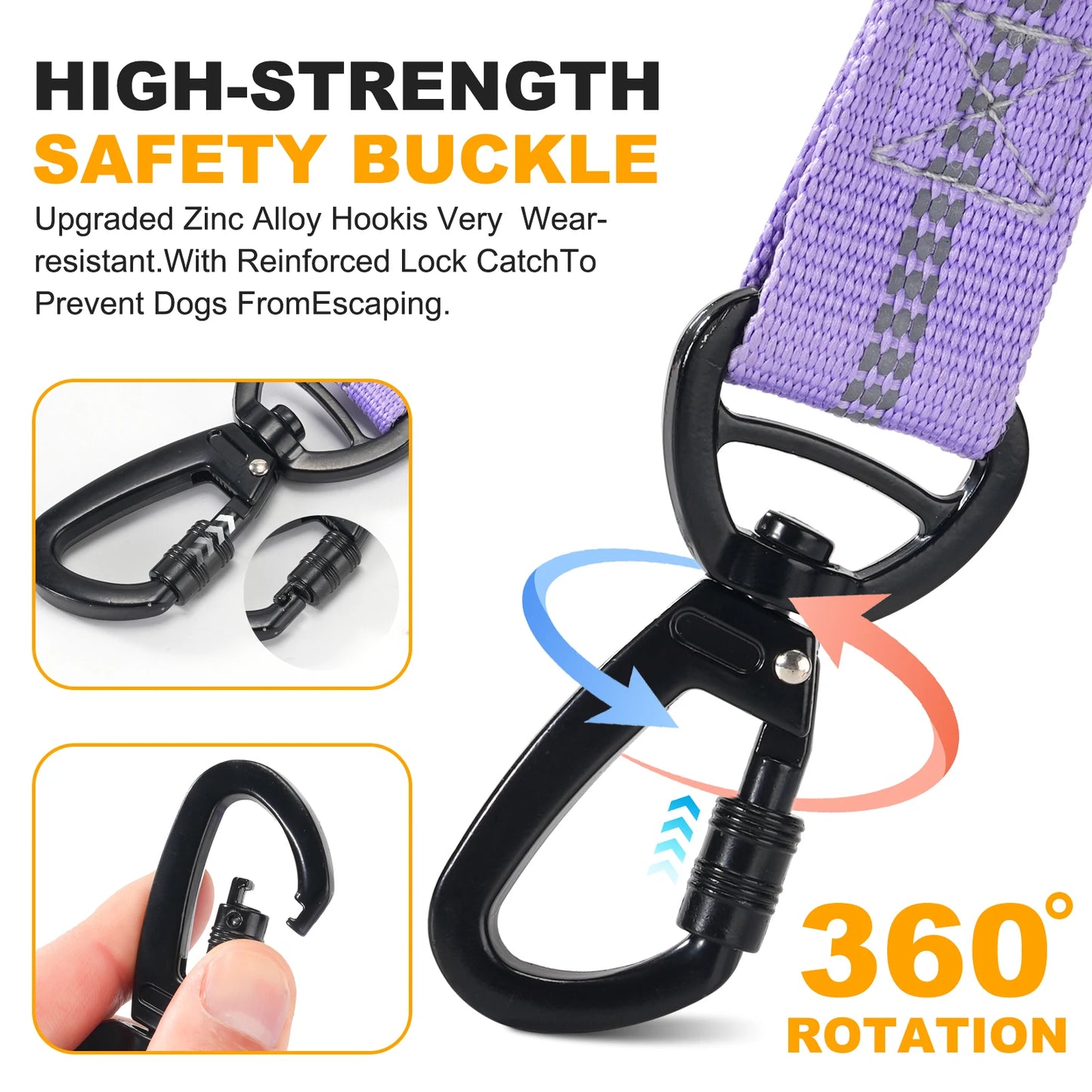 Heavy Duty Tactical Dog Lead — Reflective Bungee No-Pull Lead with Double Padded Handle for Medium & Large Dogs