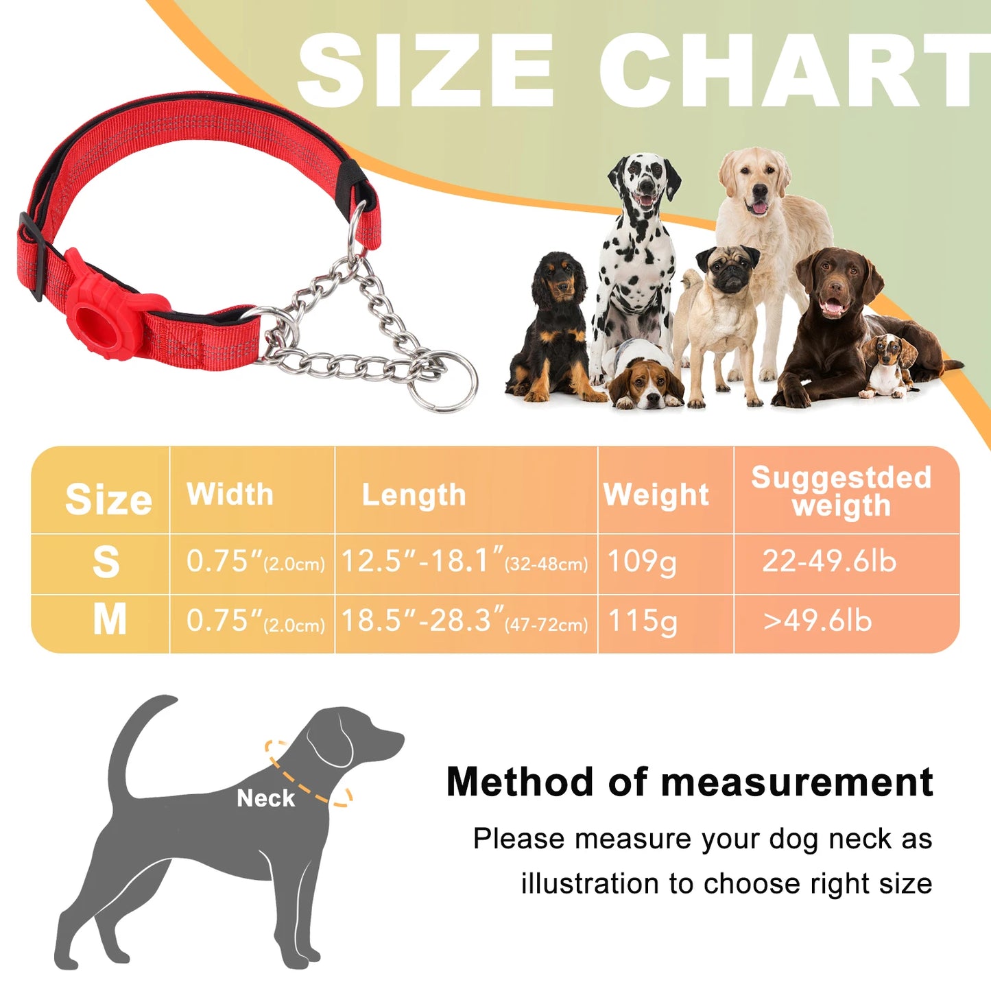 Collier réfléchissant pour chien avec support AirTag et boucle à dégagement rapide