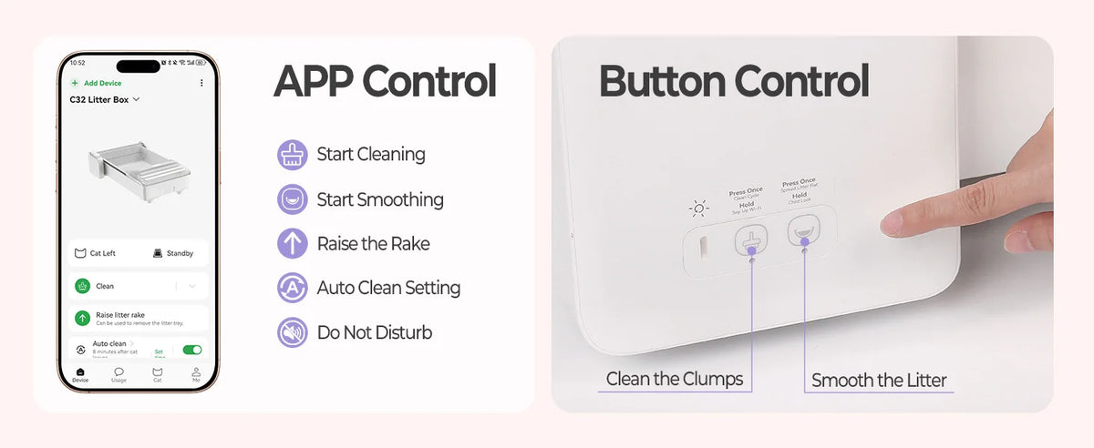 Robotail XL Self-Cleaning Cat Litter Box | Open Design | Dual Rake | Teflon Pan | 6-Cat App | 20 Liners