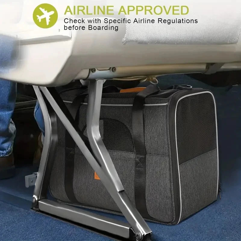 Sac de transport pliable pour animaux de compagnie avec fermetures éclair de sécurité et gamelle bonus