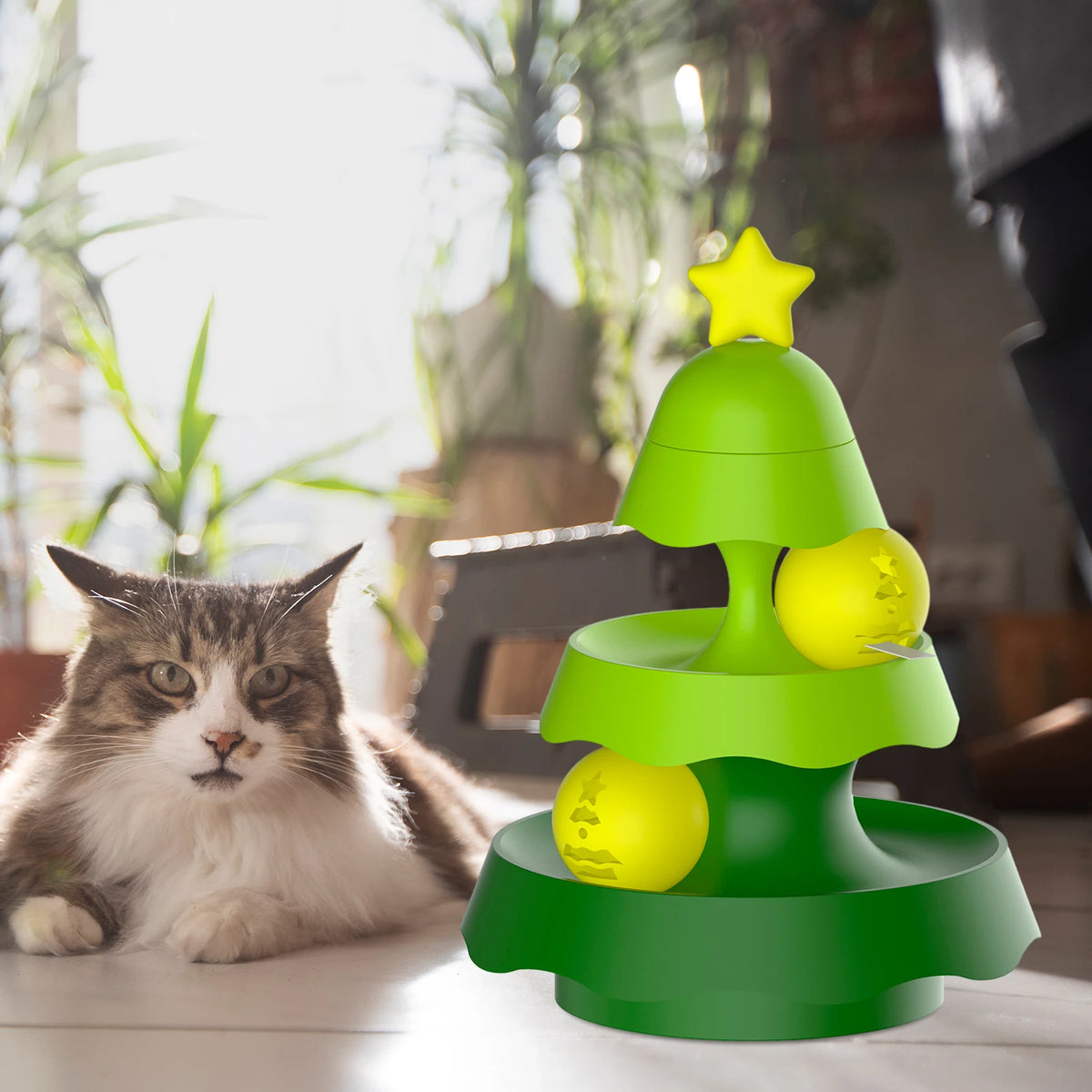 Rotating Cat Treat Dispenser & Puzzle Feeder