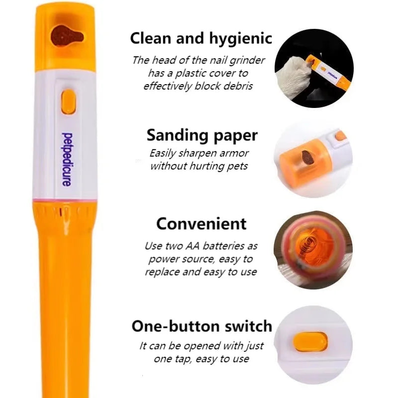 Electric Pet Nail Grinder – Quiet Low-Vibration Claw Trimmer for Cats & Dogs