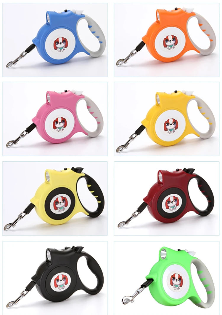 Retractable Dog Leash with Detachable LED Flashlight