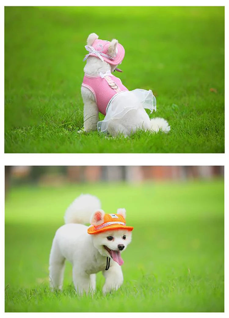 Breathable Sun Hat for Small Dogs & Cats | Mesh Canvas Cap