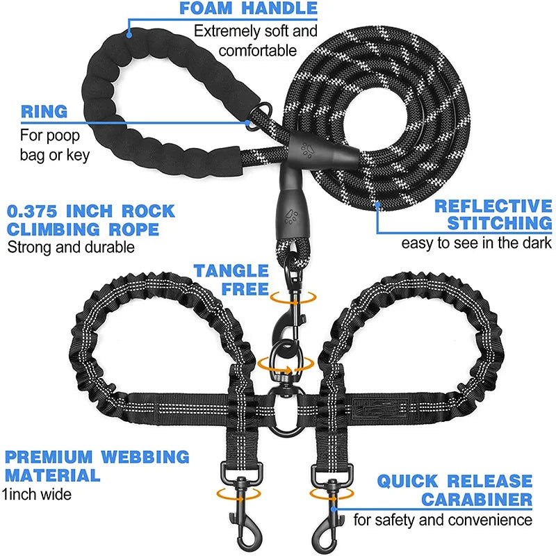 Dual Dog Coupler Leash – Walk 2 Dogs at Once