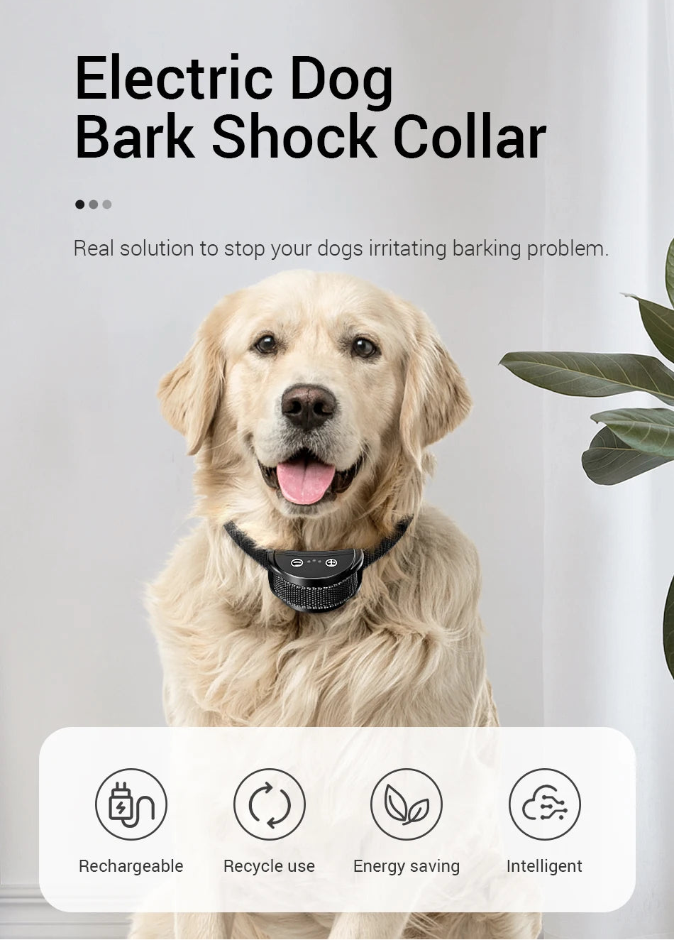 Rechargeable Dog Training Collar — Waterproof Anti-Bark Device with Smart Control