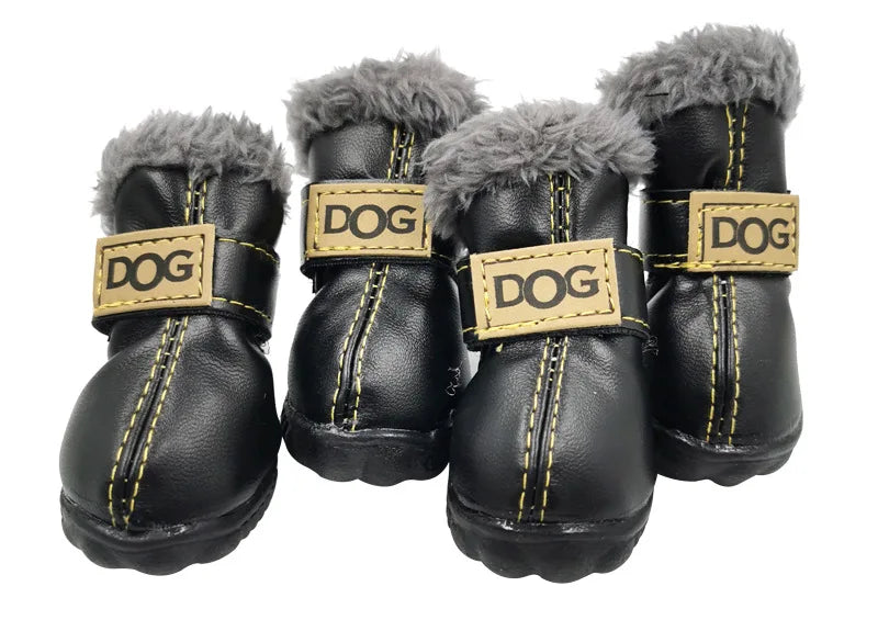 Waterproof Winter Dog Boots – Warm Anti-Slip Cotton Shoes for Small Dogs (Set of 4)