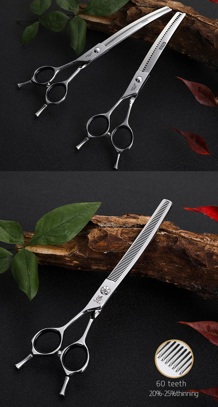 Fenice 7" Professional Left-Handed Dog Grooming Scissors – JP 440C Stainless Steel