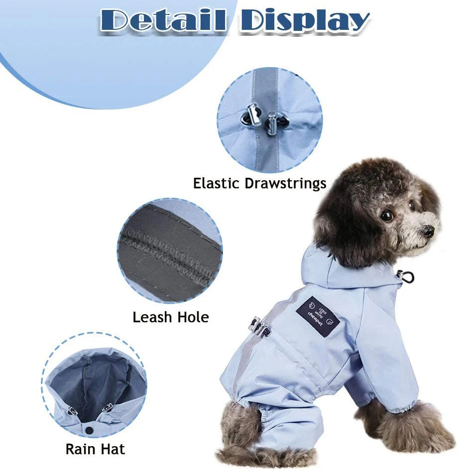 Reflective Waterproof Raincoat Jumpsuit for Dogs & Cats