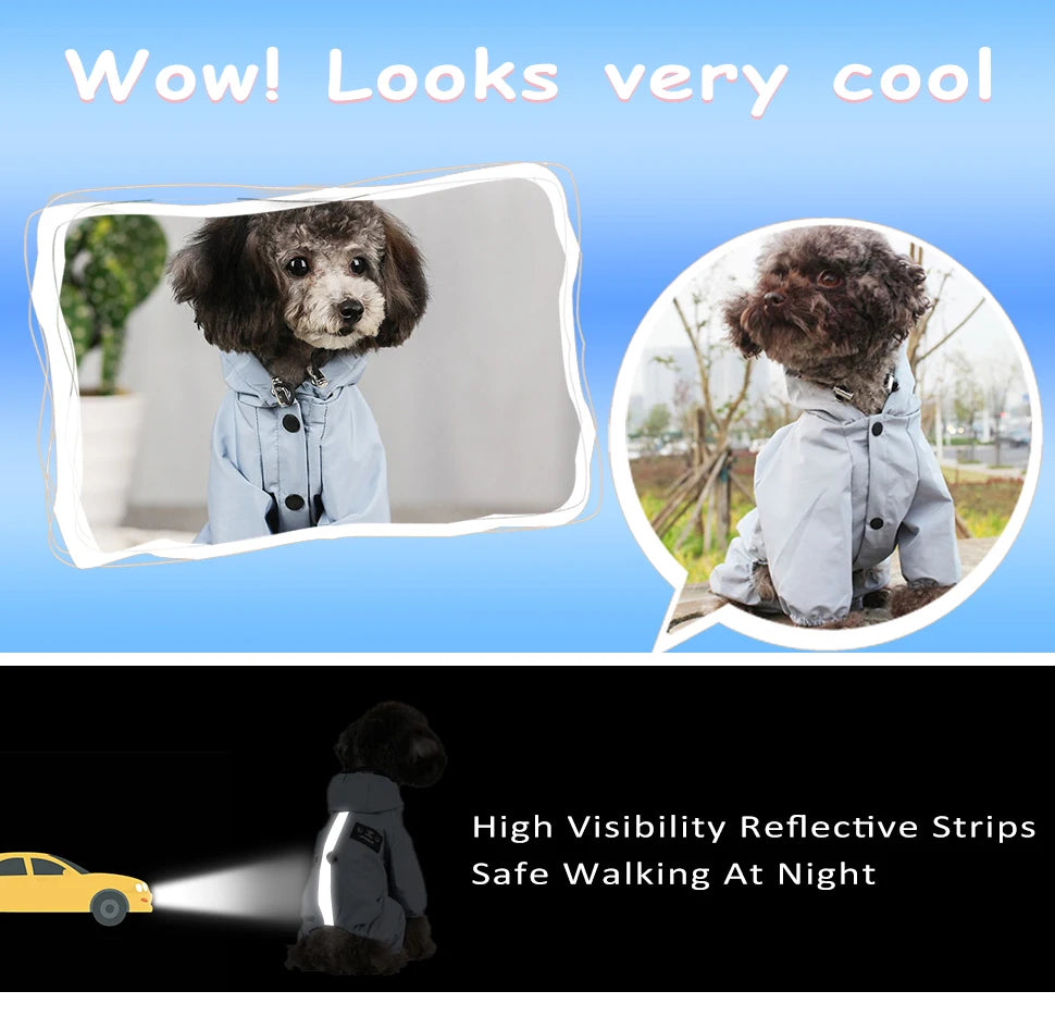 Reflective Waterproof Raincoat Jumpsuit for Dogs & Cats