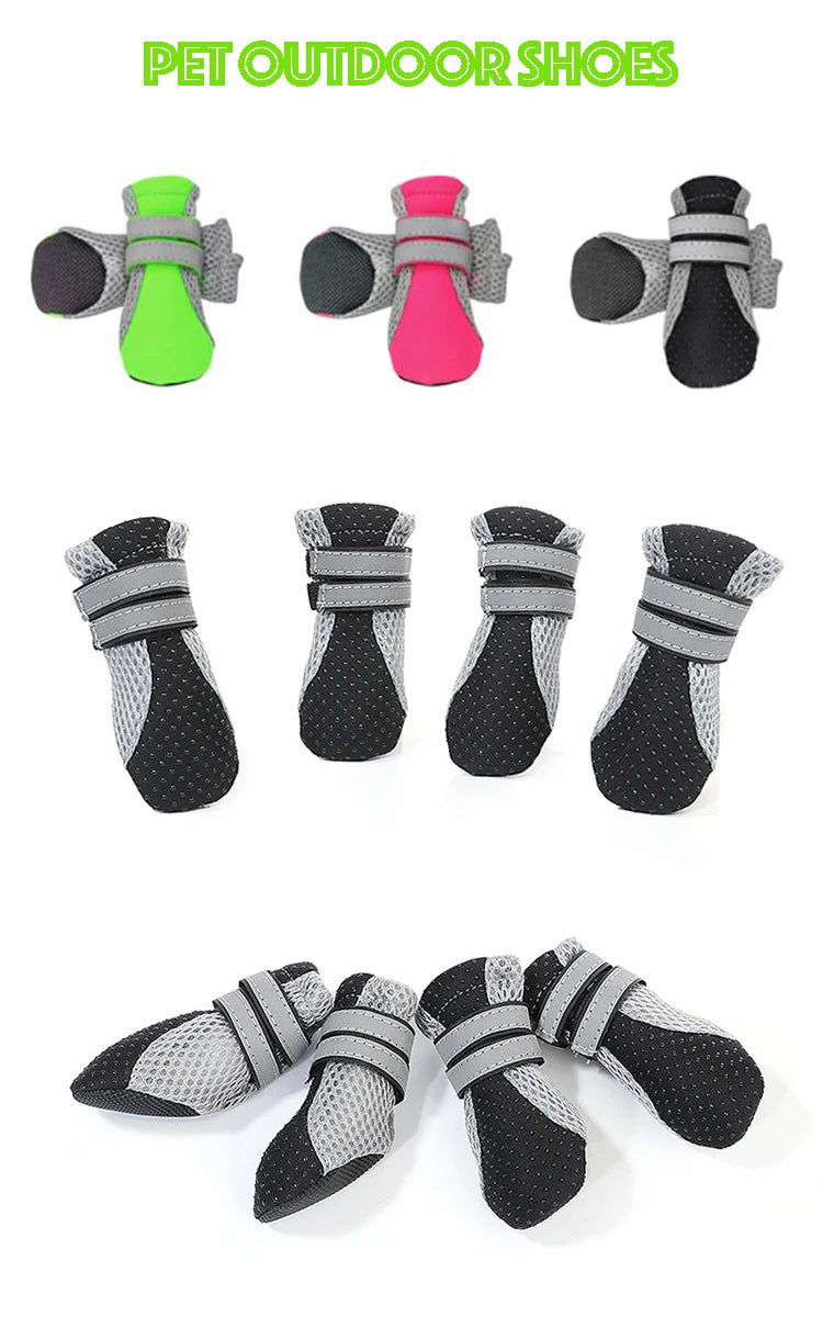 Breathable Reflective Dog Walking Boots – Set of 4