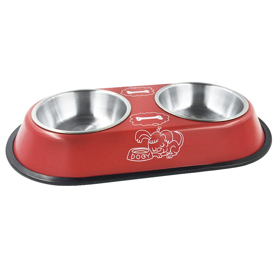 Stainless Steel Double Bowl Feeding Station for Dogs & Cats