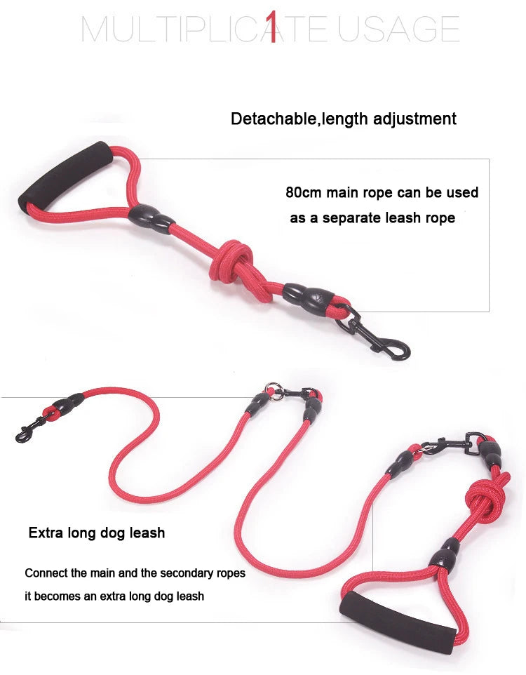 Multi-Dog Coupler Leash – Walk 2, 3 or 4 Dogs at Once